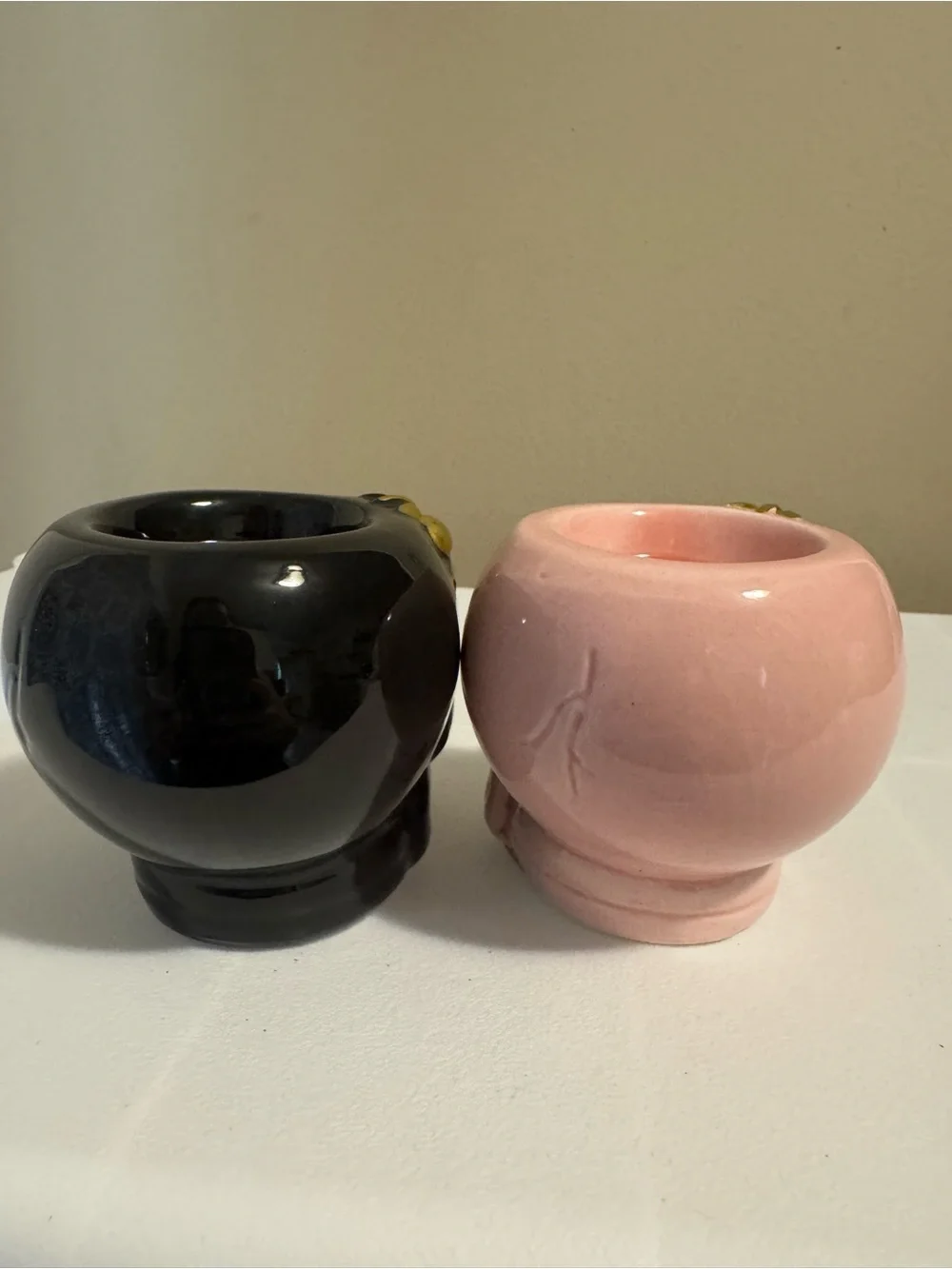 Halloween Set Of 2 Skulls w/ Spiders Candle Holders